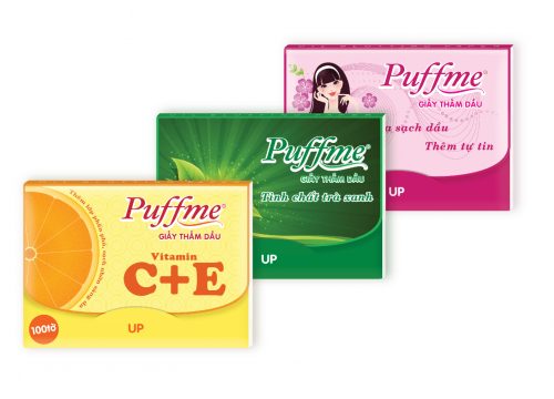 Giấy Thấm Dầu Puffme 100 Tờ/Hộp (Trà Xanh, Vitamin C+E, Siêu Thấm Hút)