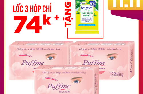CHƯƠNG TRÌNH KHUYẾN MÃI BÔNG DƯỠNG DA PUFFME AIRLAID 180 MIẾNG/HỘP