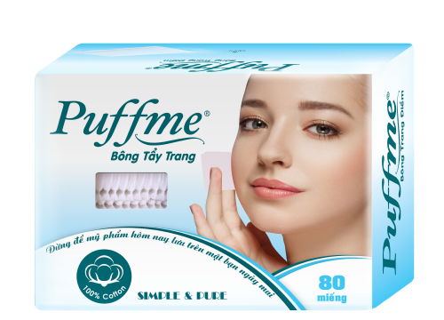 Bông Tẩy Trang Ép Biên Puffme 80 Miếng/Hộp
